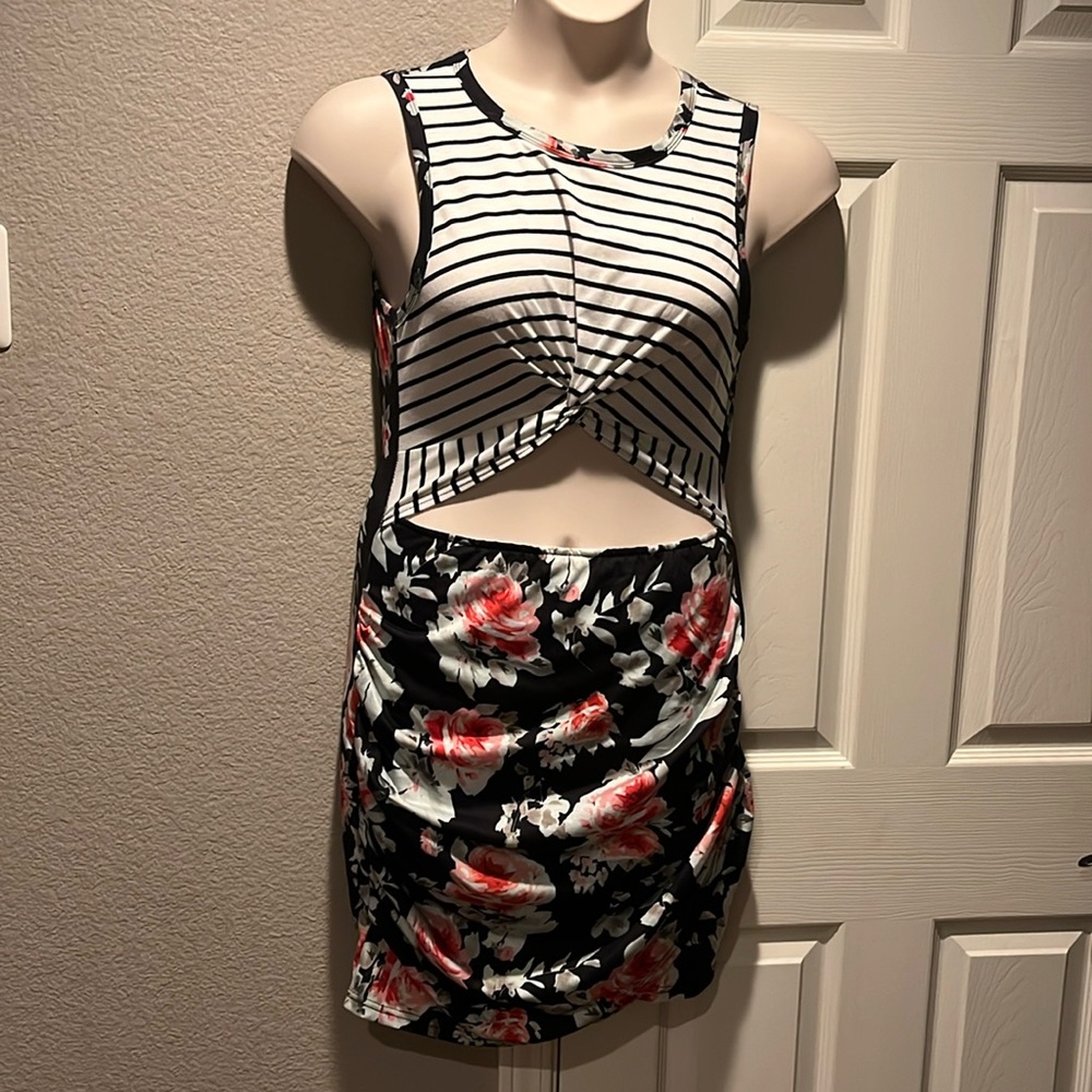 Floral and stripe dress